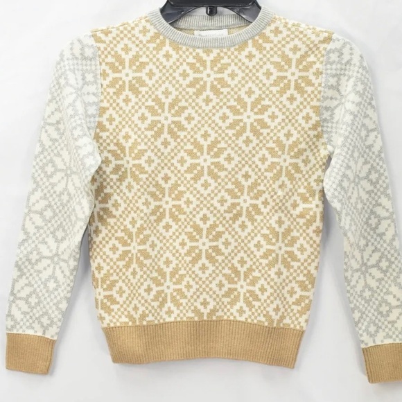 Charter Club Big Girls Size L Metallic Fair Isle Family Sweater, Gold - Picture 3 of 3